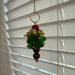 Festive Green and Red Christmas Tree Holiday Ornament